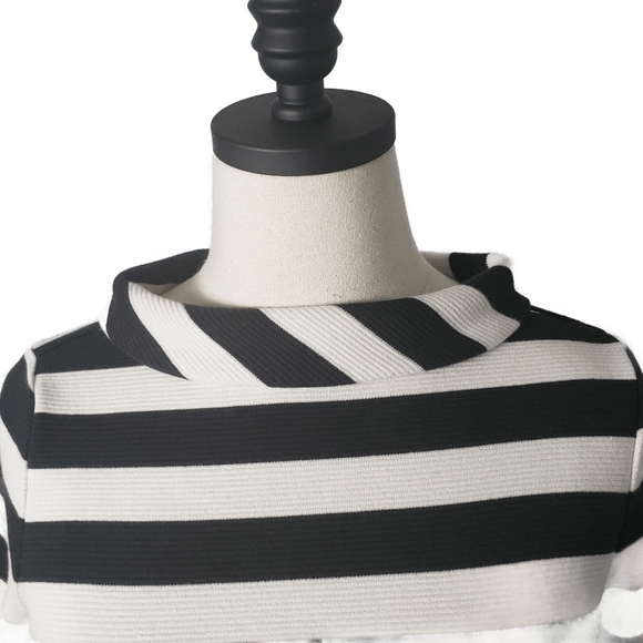 TALBOTS CREAM & BLACK STRIP 3/4 SLEEVE TOP - Picture 3 of 5